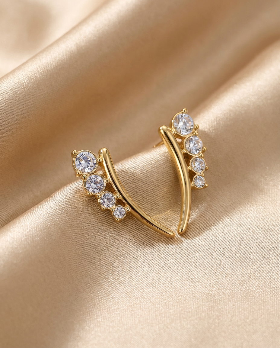 Curved Marquise Cluster Studs