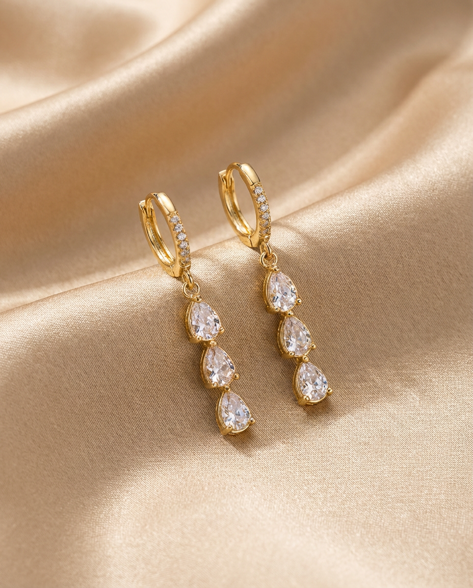 Pear Crystal Drop Huggies
