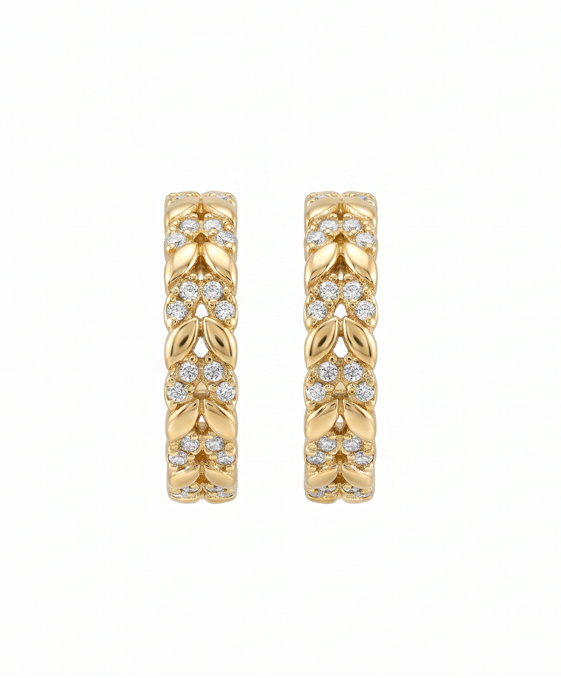 Textured Leaf Motif Hoops