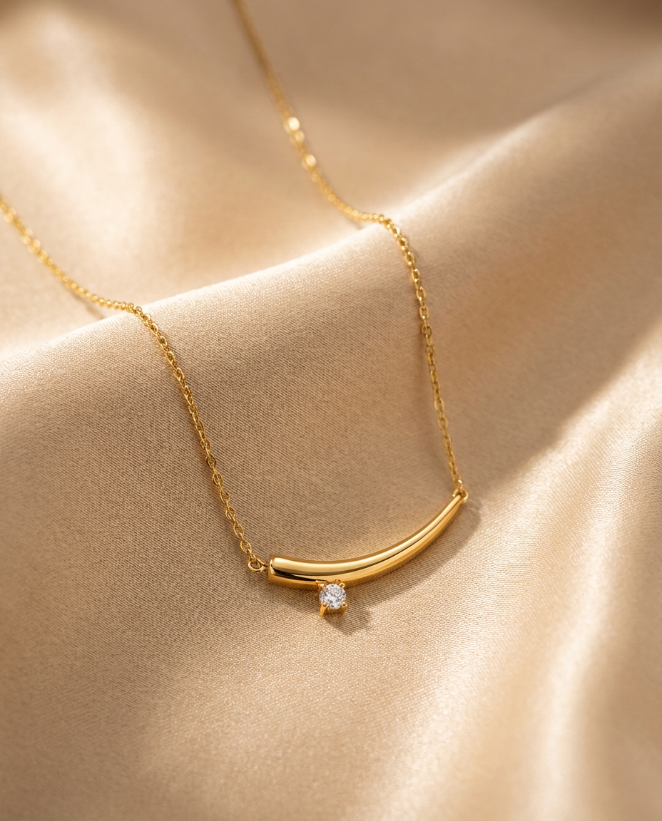 Curved Bar Pendant Necklace
