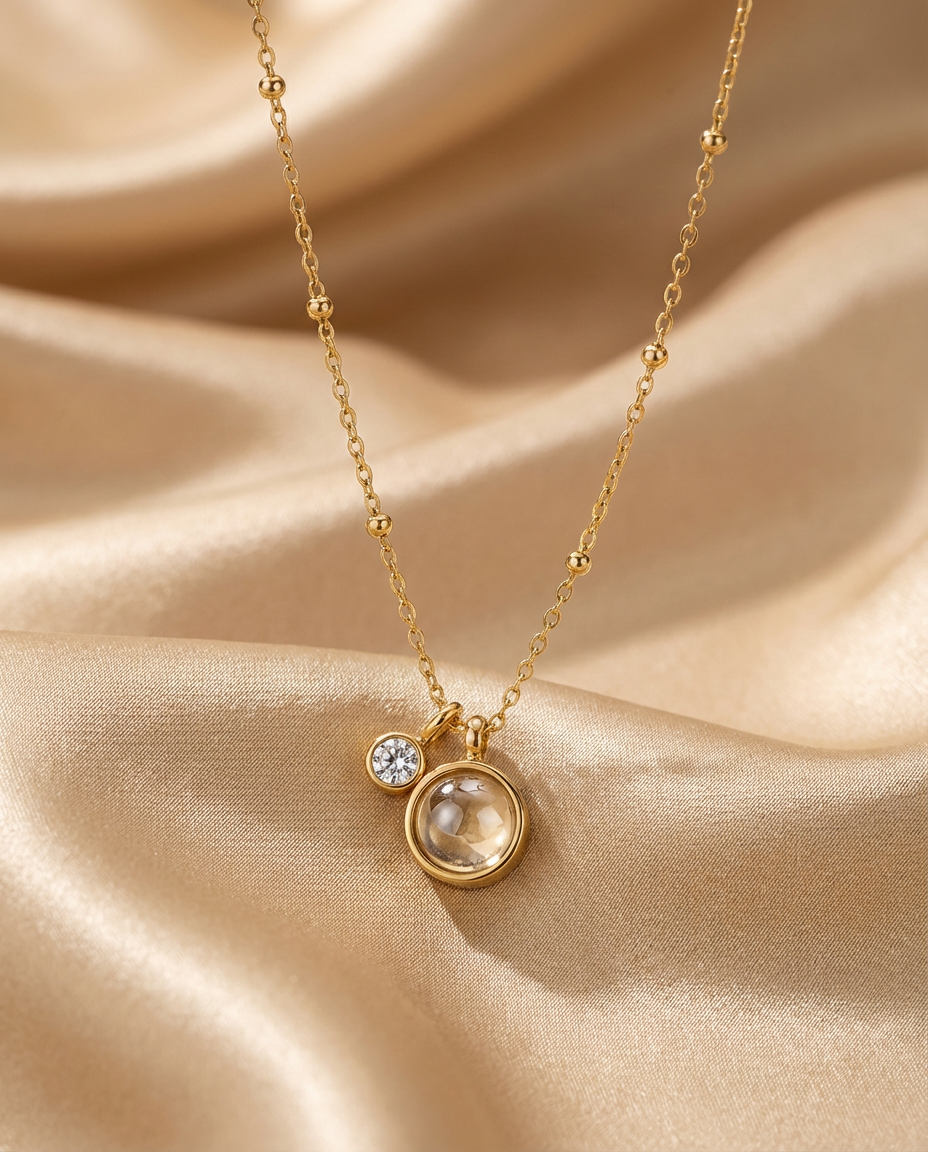 Round Cabochon Charm Necklace