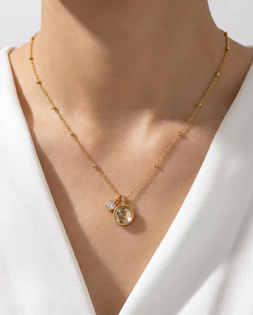Round Cabochon Charm Necklace