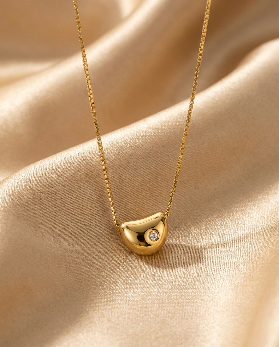 Sculpted Bean Pendant Necklace