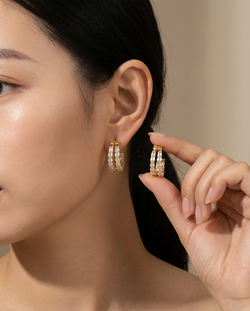 Double Row Baguette Hoops