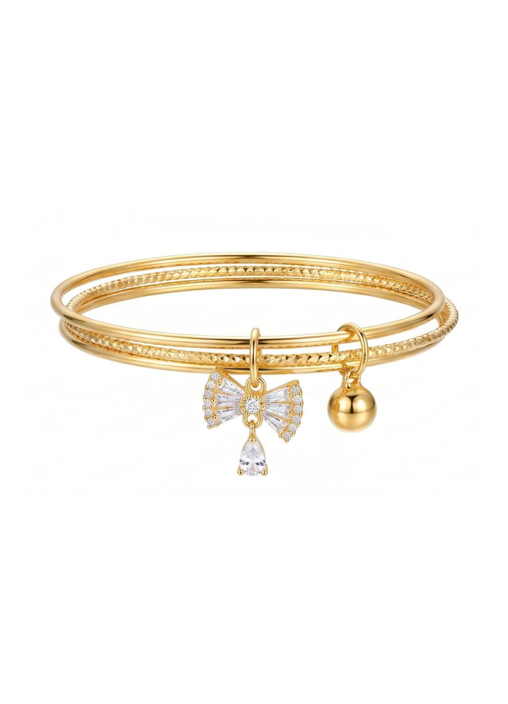 Bow Charm Textured Bangle