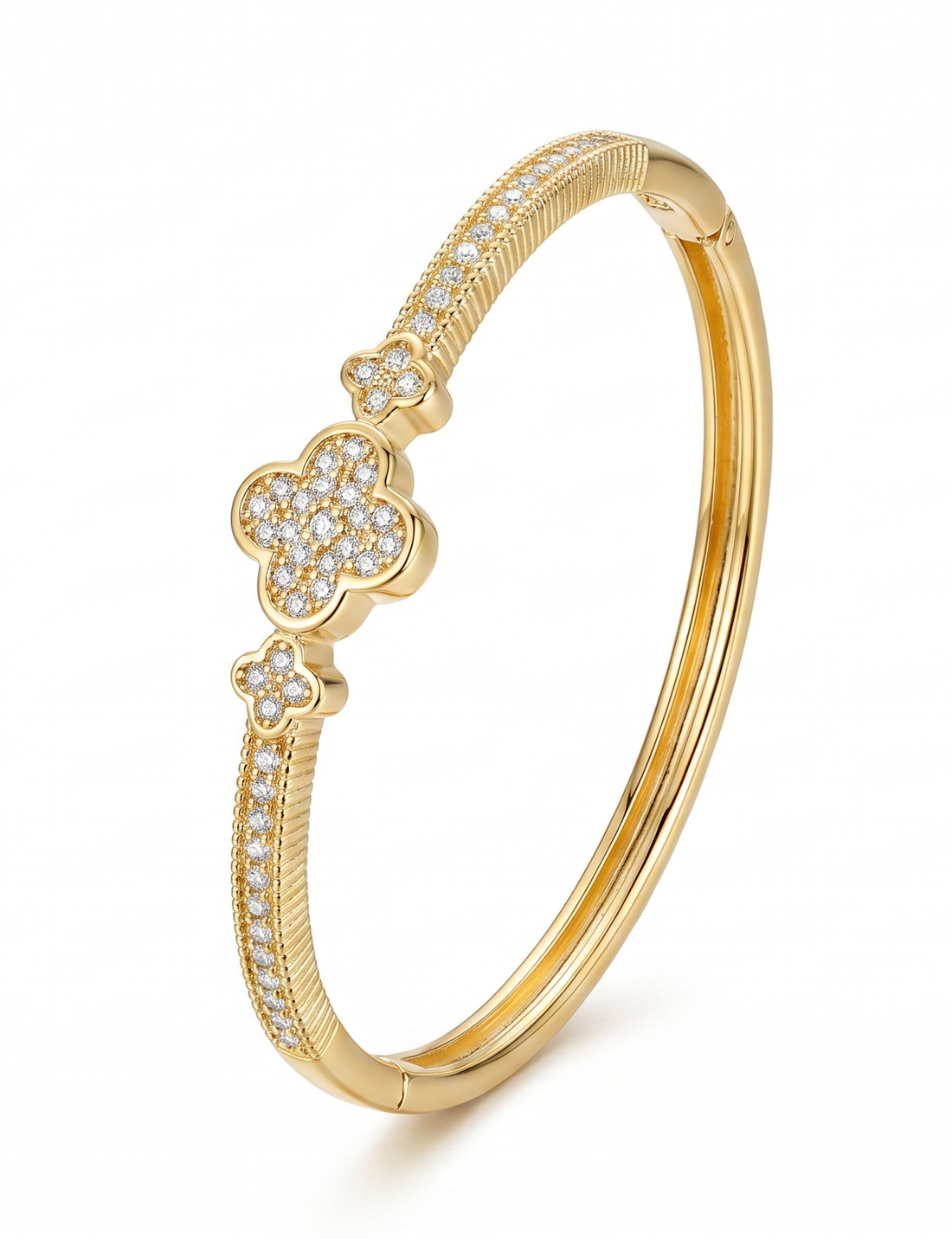 Triple Clover Charm Bangle