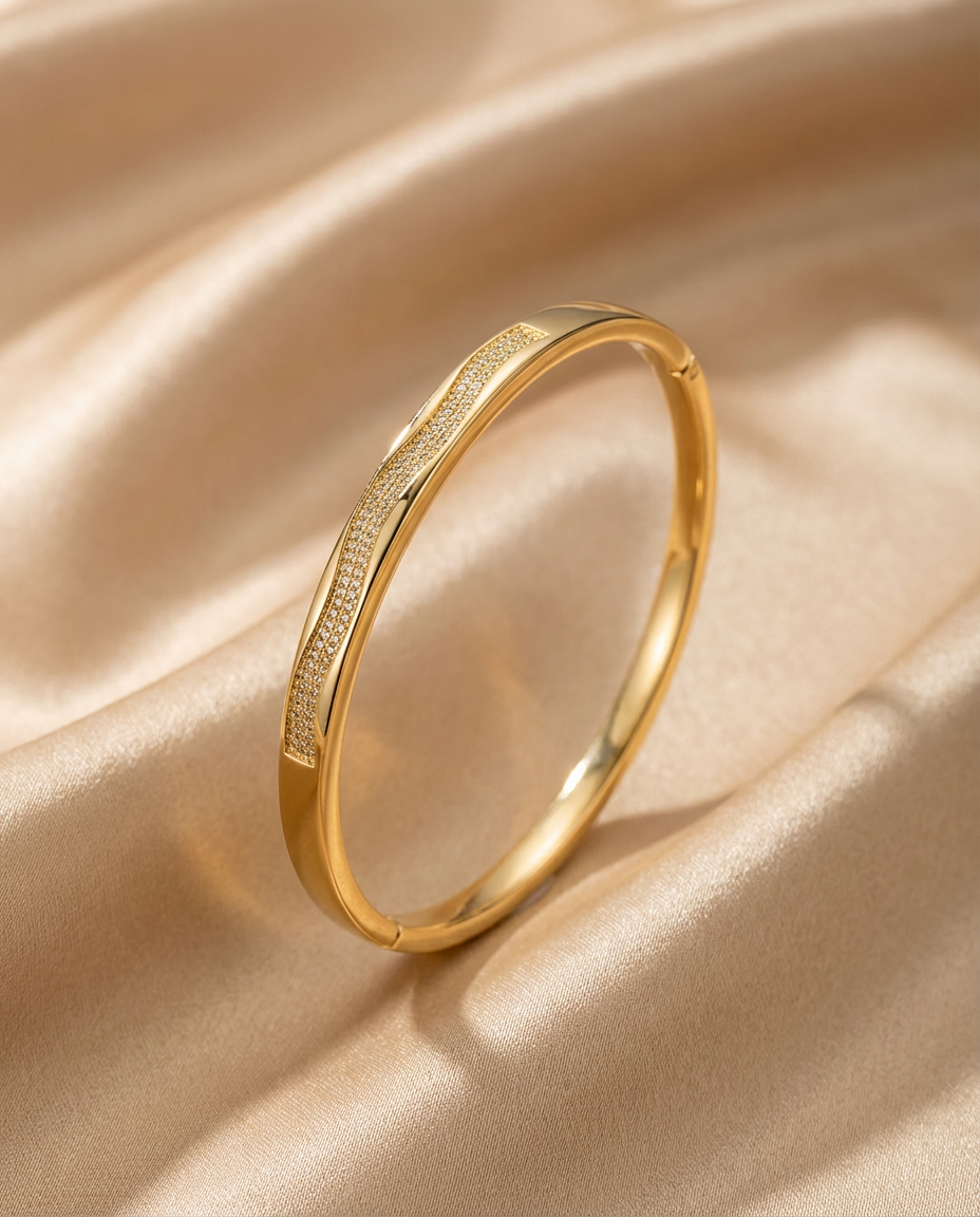 Diagonal Pave Panel Bangle
