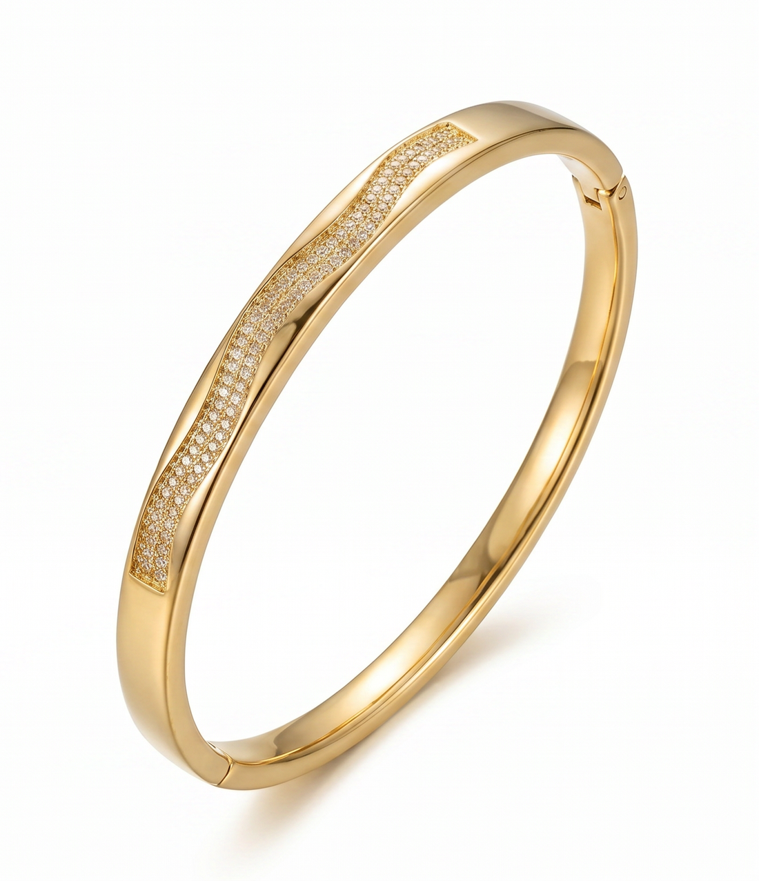 Diagonal Pave Panel Bangle