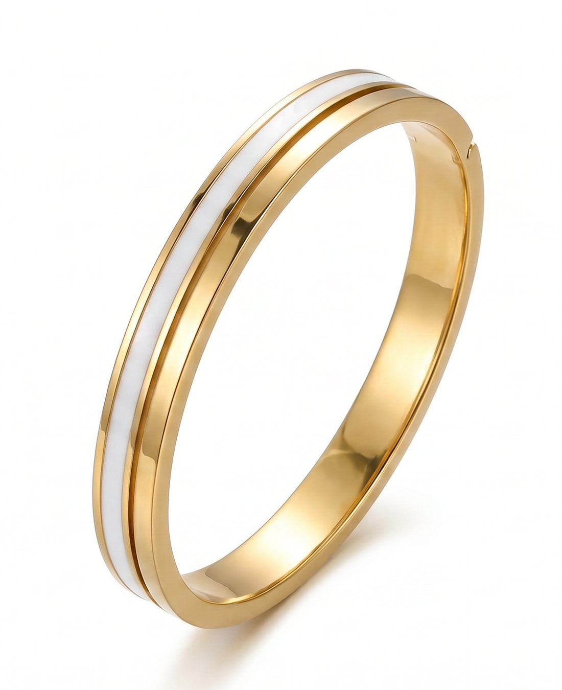 White Enamel Gold Bangle