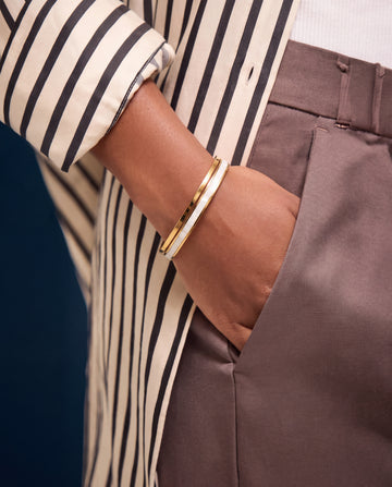 White Enamel Gold Bangle