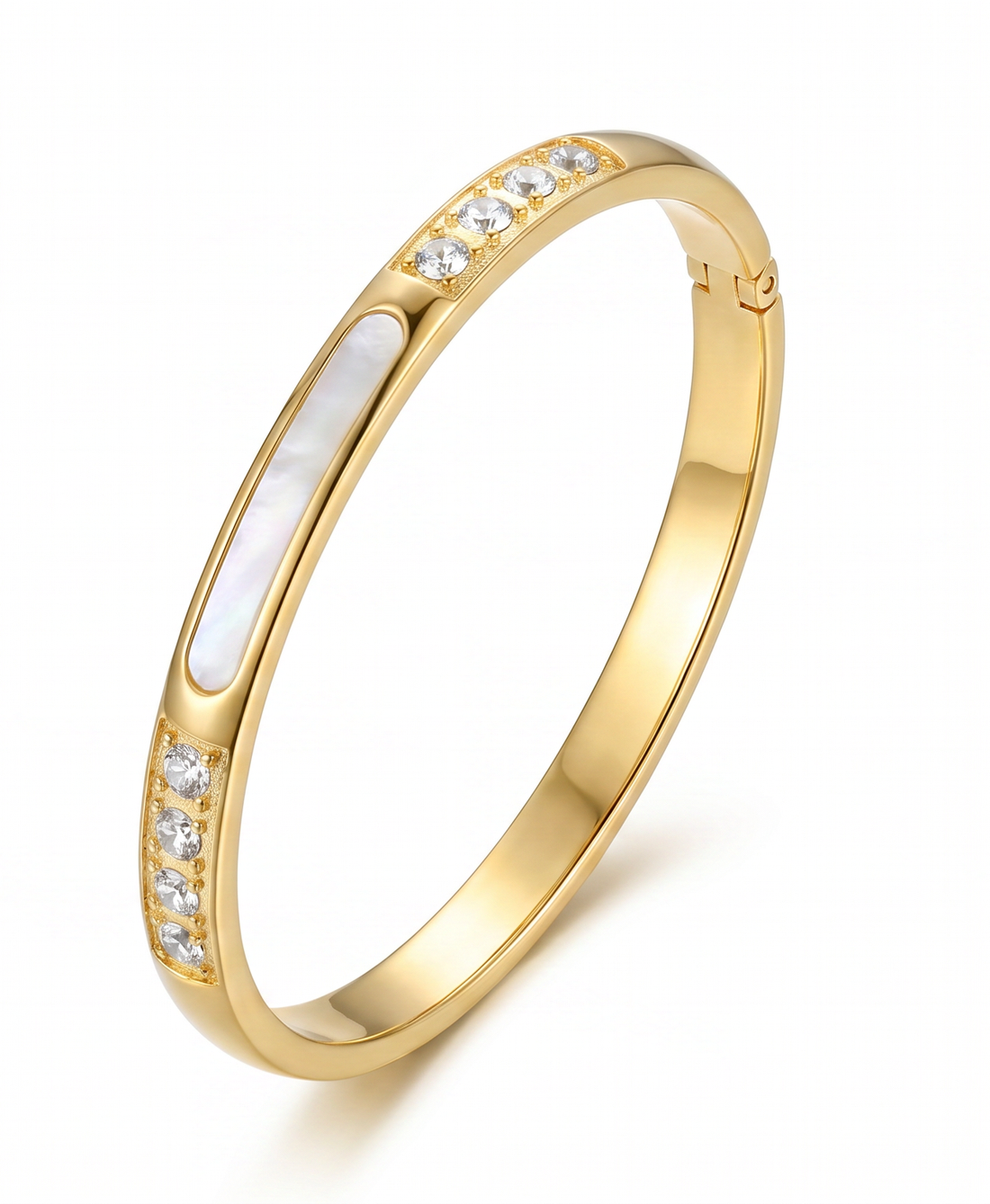 Mother-of-Pearl Inlay Gold Bangle