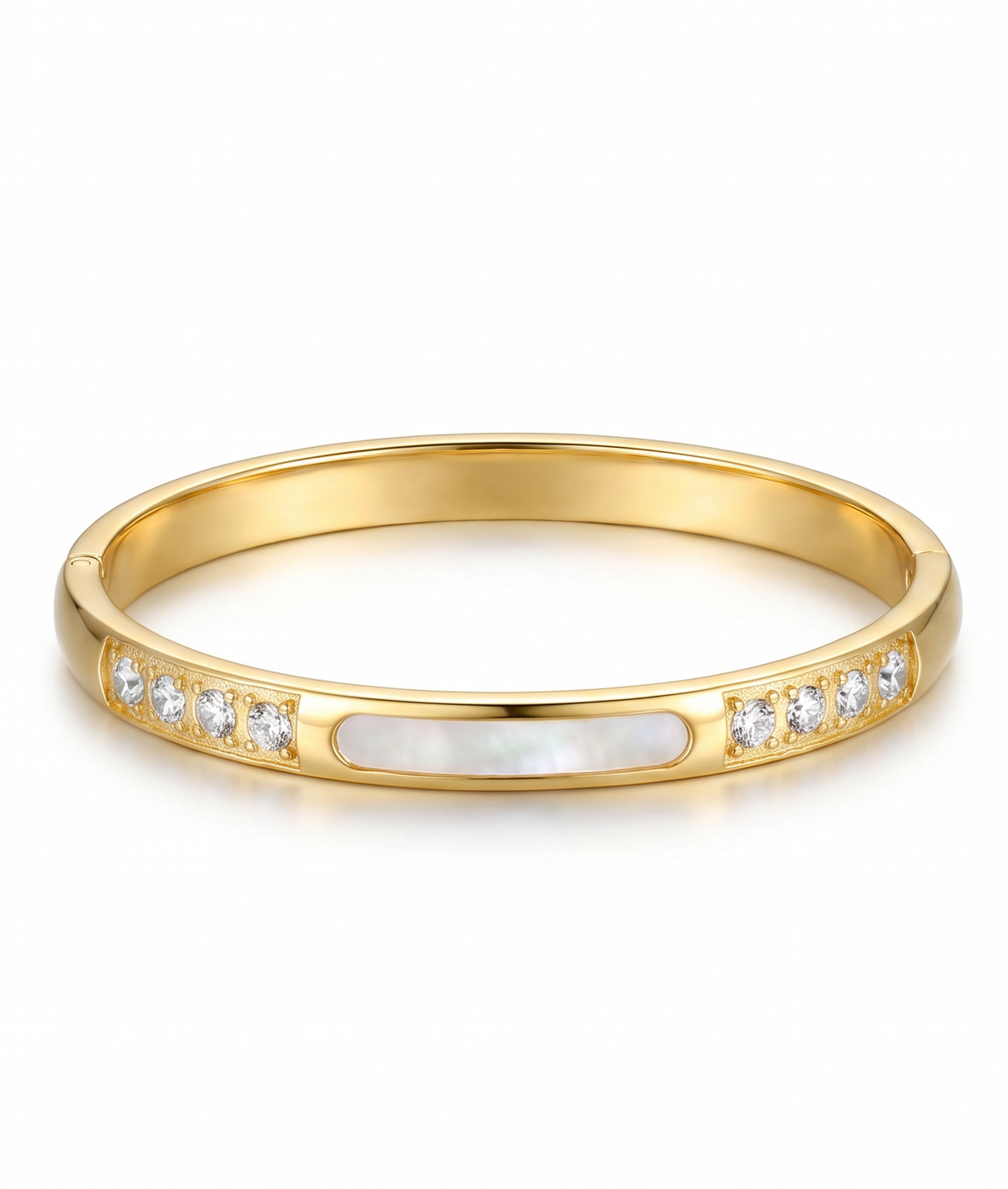 Mother-of-Pearl Inlay Gold Bangle