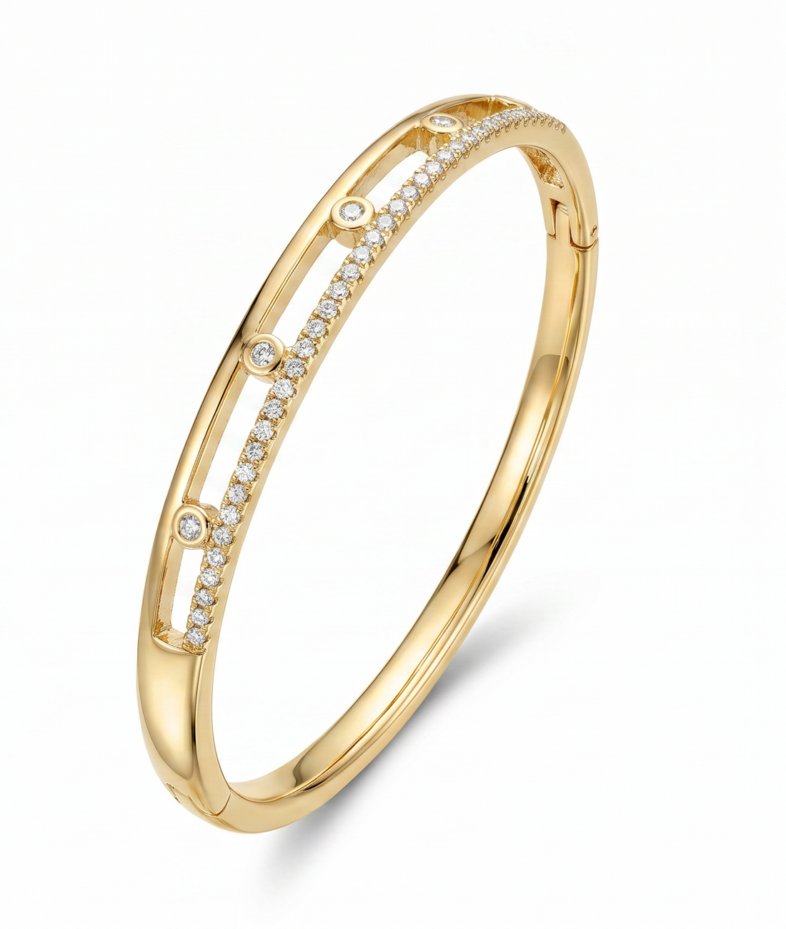 Open Link Crystal Bangle