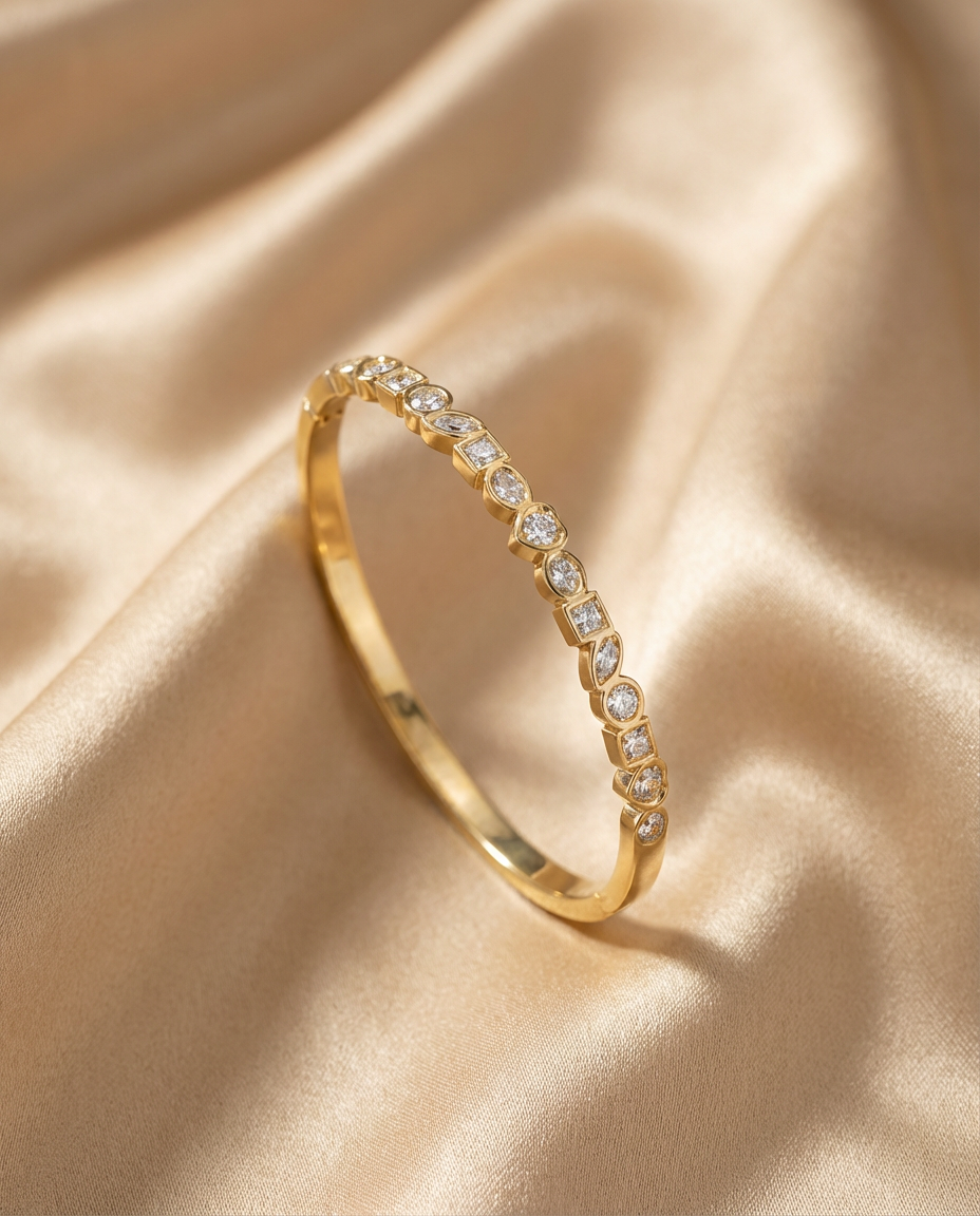 Mixed Shape Crystal Bangle