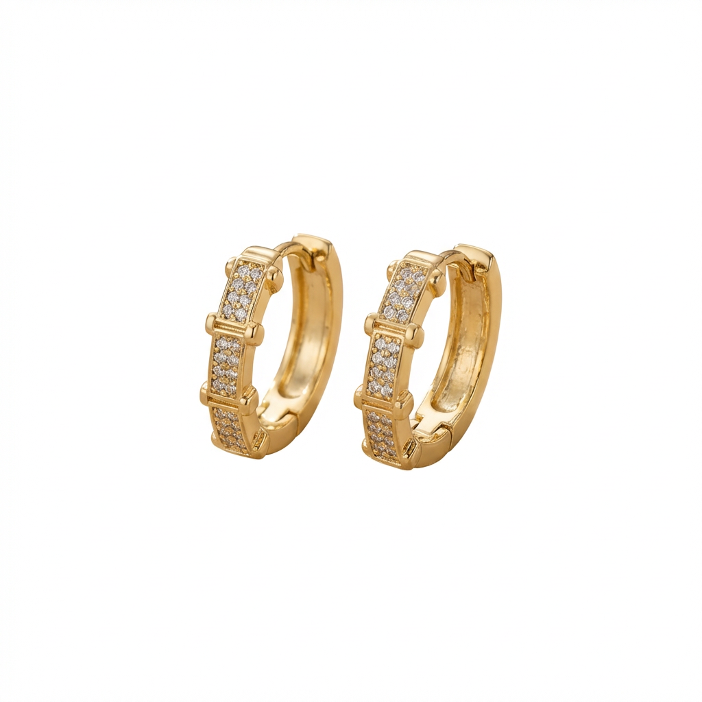 Pave Segment Huggie Hoops