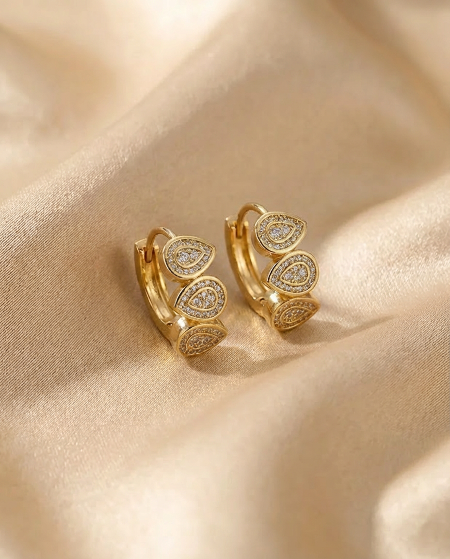 Stacked Teardrop Pave Hoops