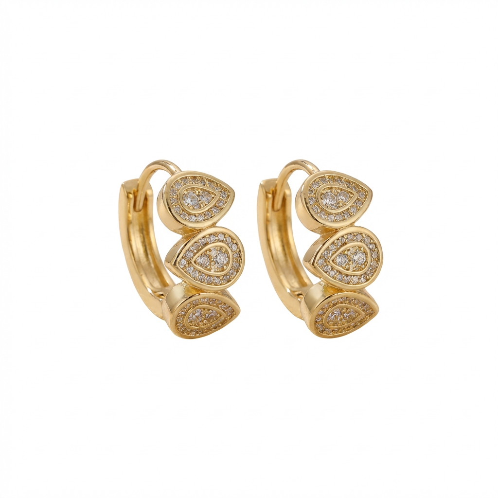 Stacked Teardrop Pave Hoops