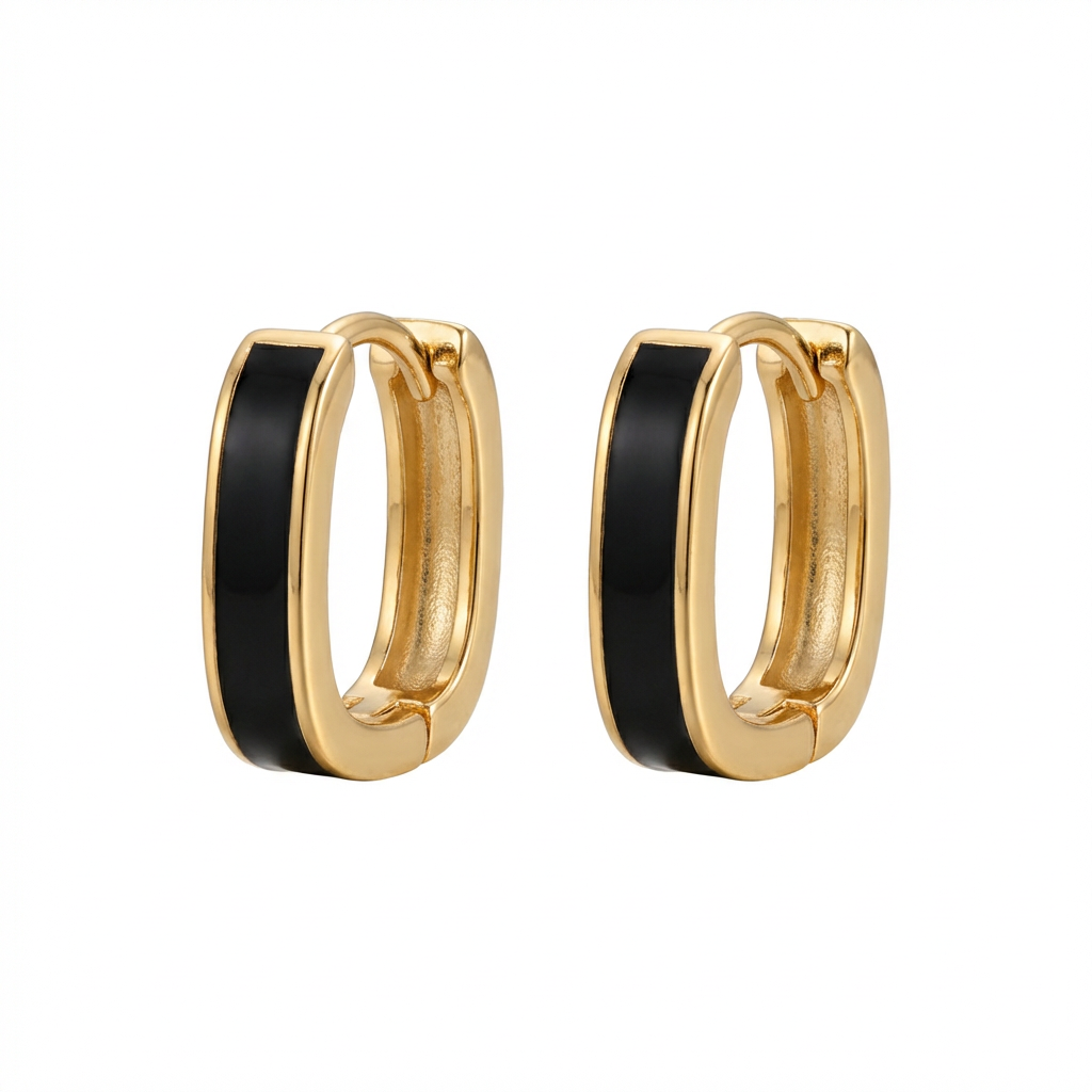 Black Enamel Oval Hoops