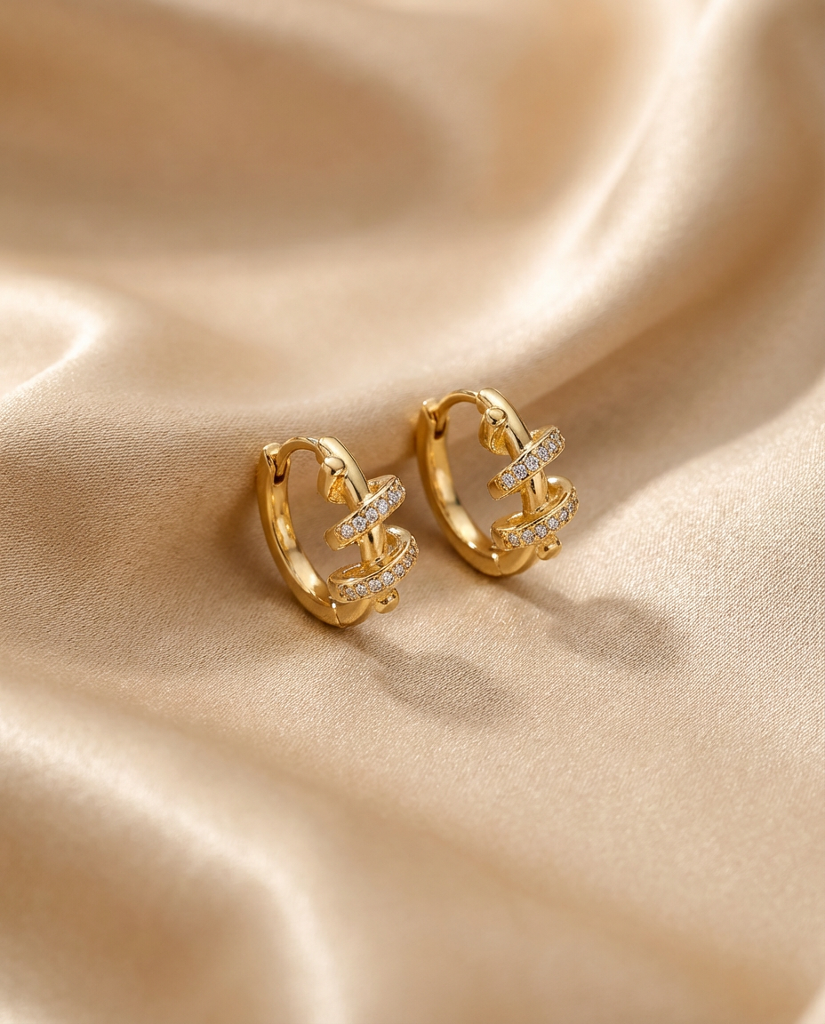 Wrapped Pave Spiral Hoops