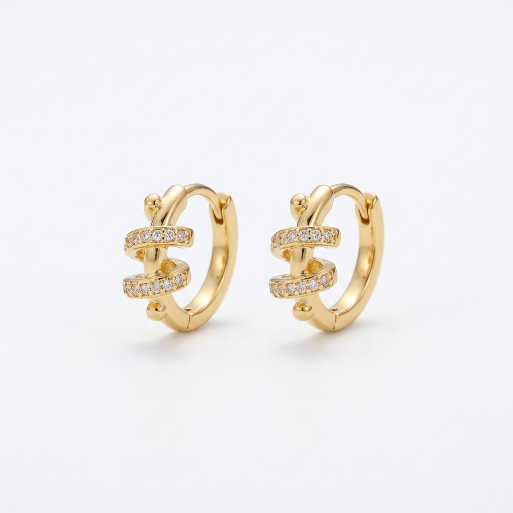 Wrapped Pave Spiral Hoops