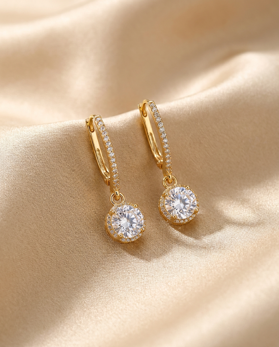 Halo Crystal Drop Hoops