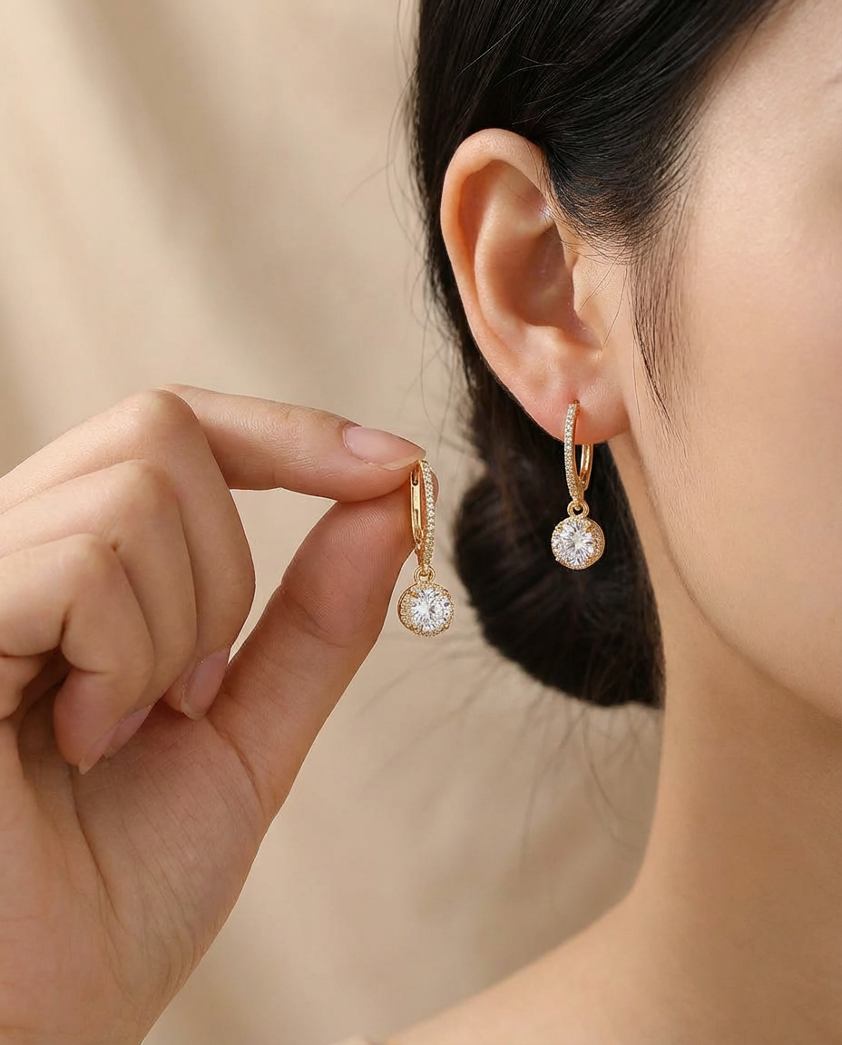 Halo Crystal Drop Hoops