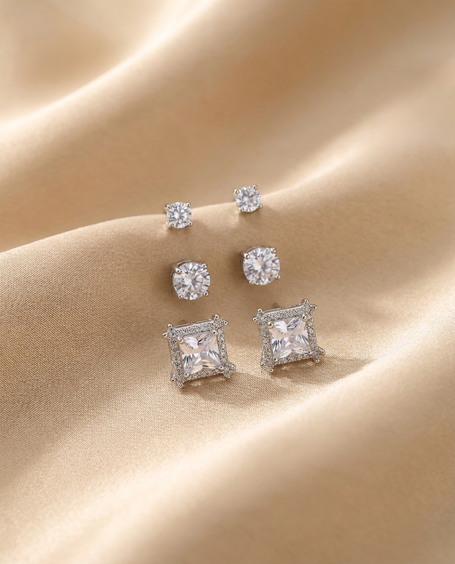 Crystal Stud Trio Set