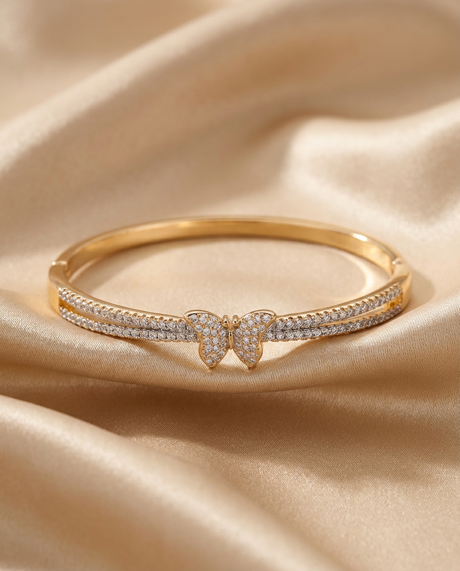Pave Butterfly Cuff Bangle