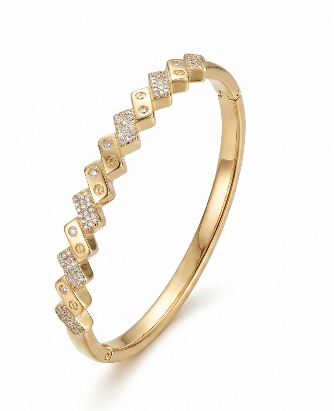 Diamond-Shaped Link Gold Bangle