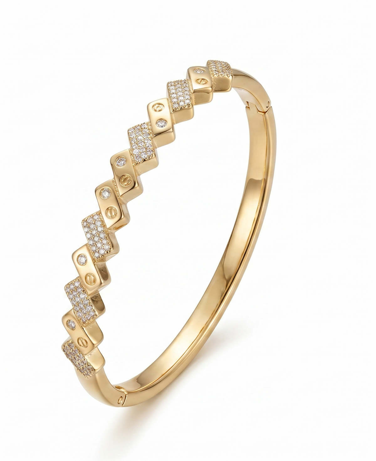 Diamond-Shaped Link Gold Bangle