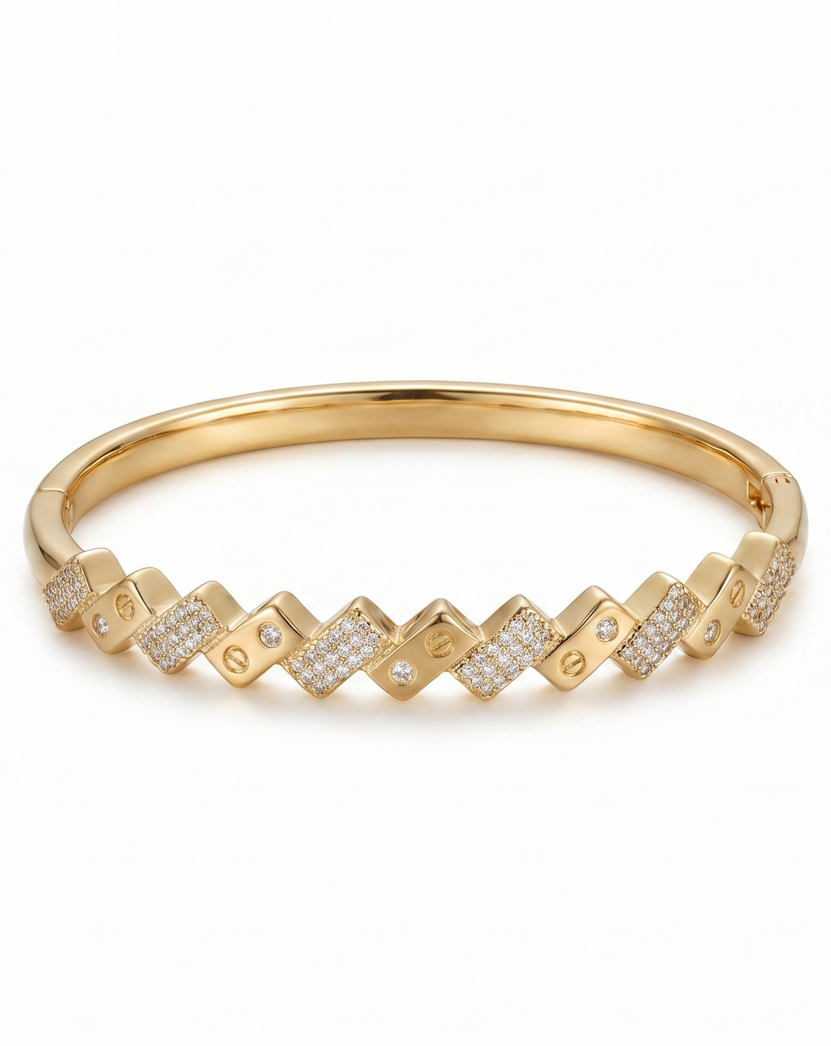 Diamond-Shaped Link Gold Bangle