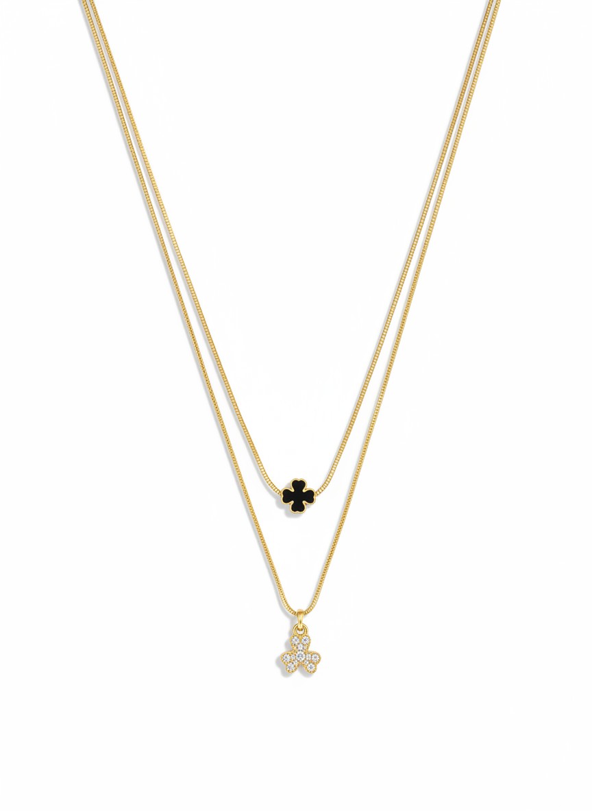 Layered Clover Pendant Necklace