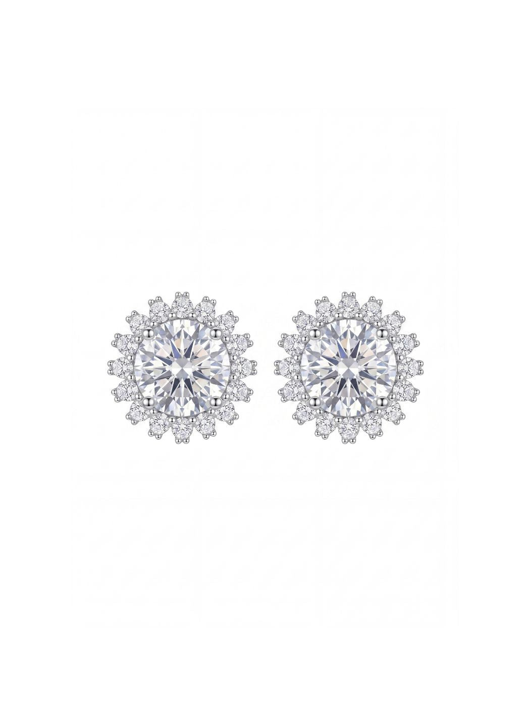 Silver Halo Crystal Stud Earrings