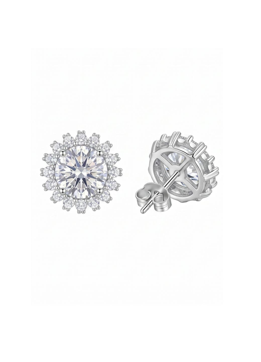 Silver Halo Crystal Stud Earrings