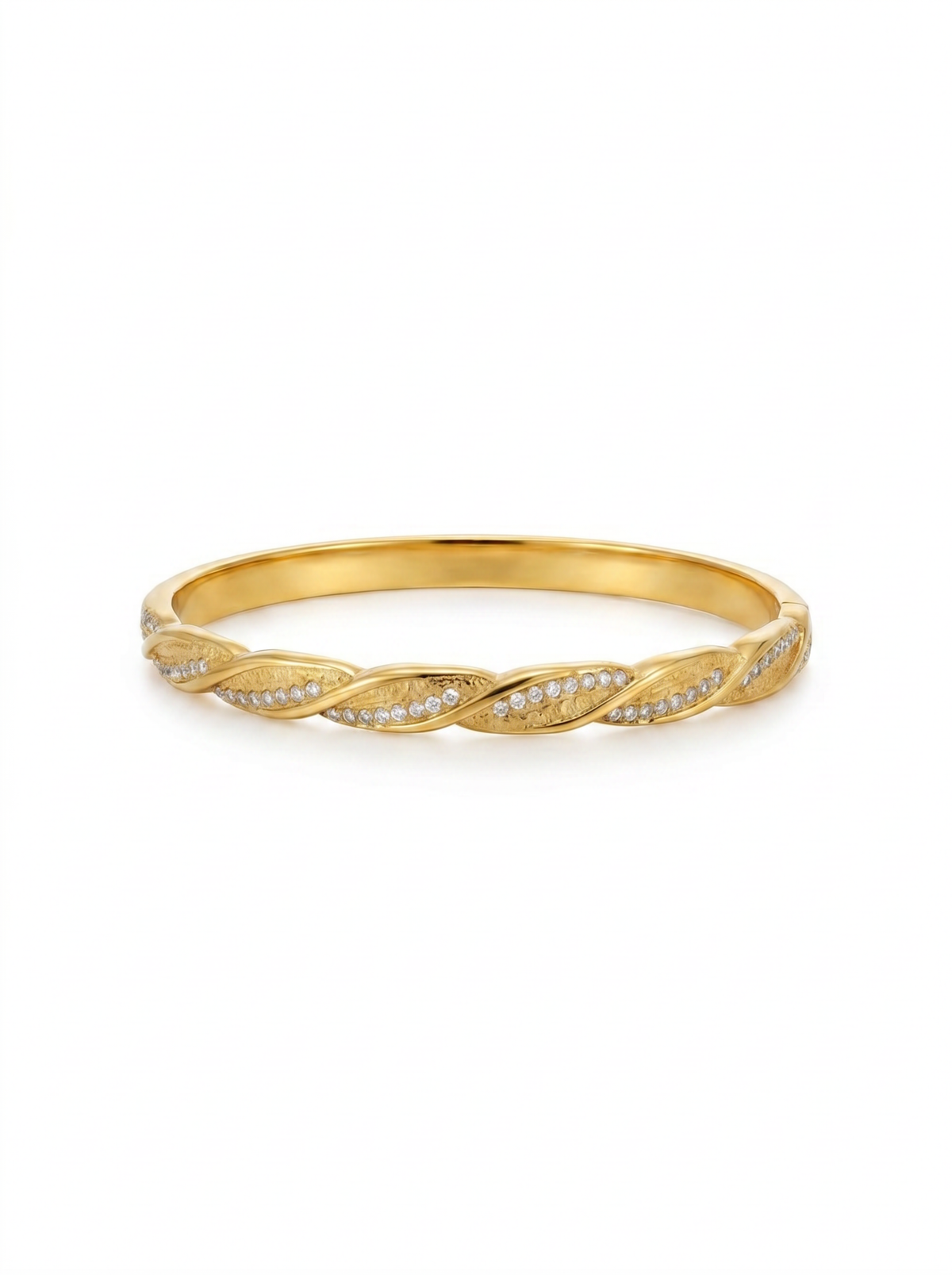 Gold Twisted Crystal Bangle Bracelet
