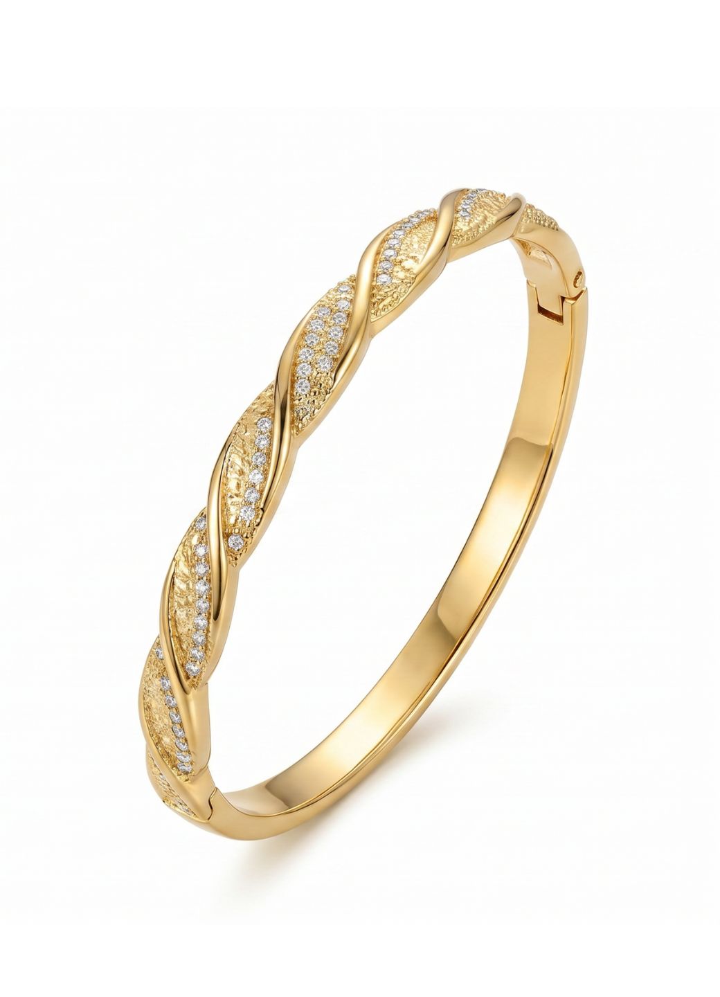 Gold Twisted Crystal Bangle Bracelet