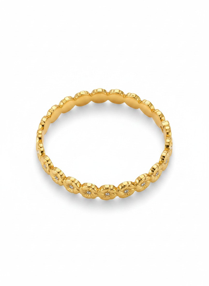 Gold Floral Crystal Bangle Bracelet