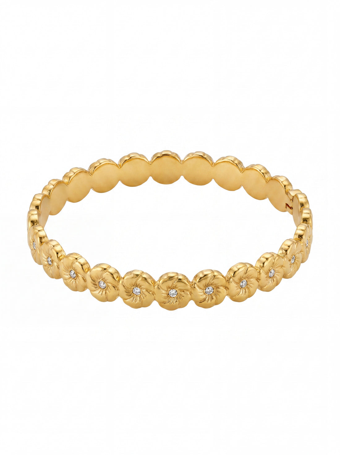 Gold Floral Crystal Bangle Bracelet