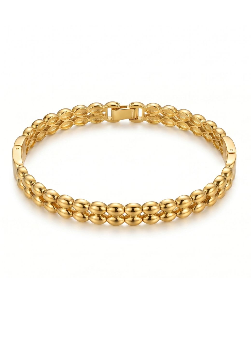Gold Double Row Bead Link Bracelet