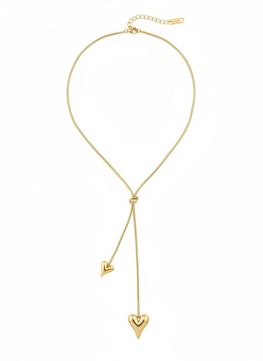 Gold Heart Lariat Necklace