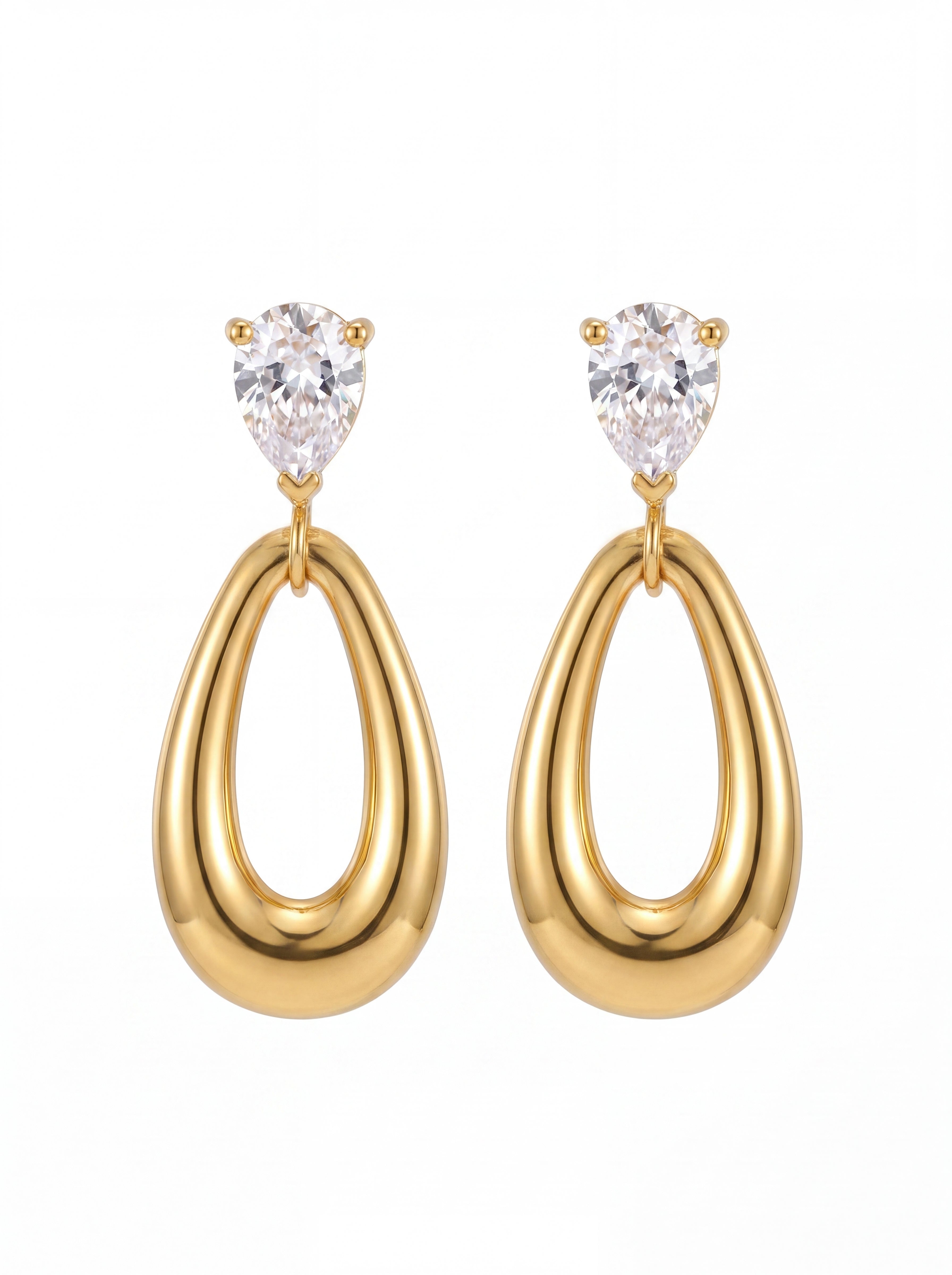 Crystal Crown Teardrop Statement Drop Earrings