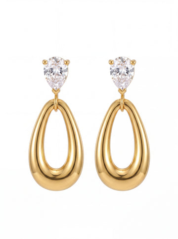 Crystal Crown Teardrop Statement Drop Earrings