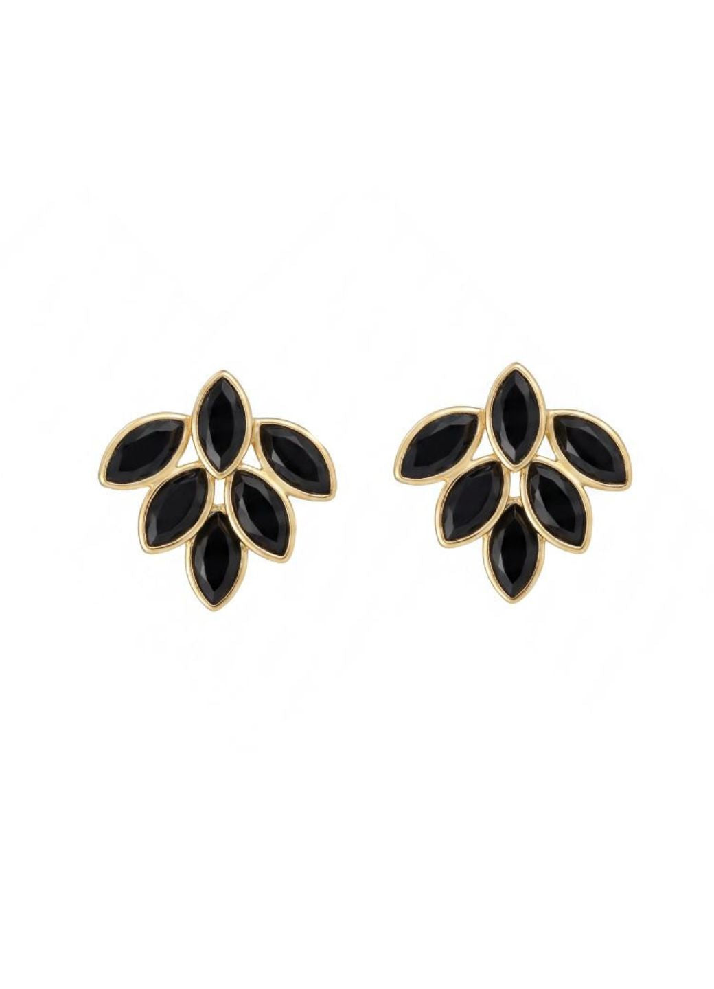 Midnight Leaf Cluster Stud Earrings
