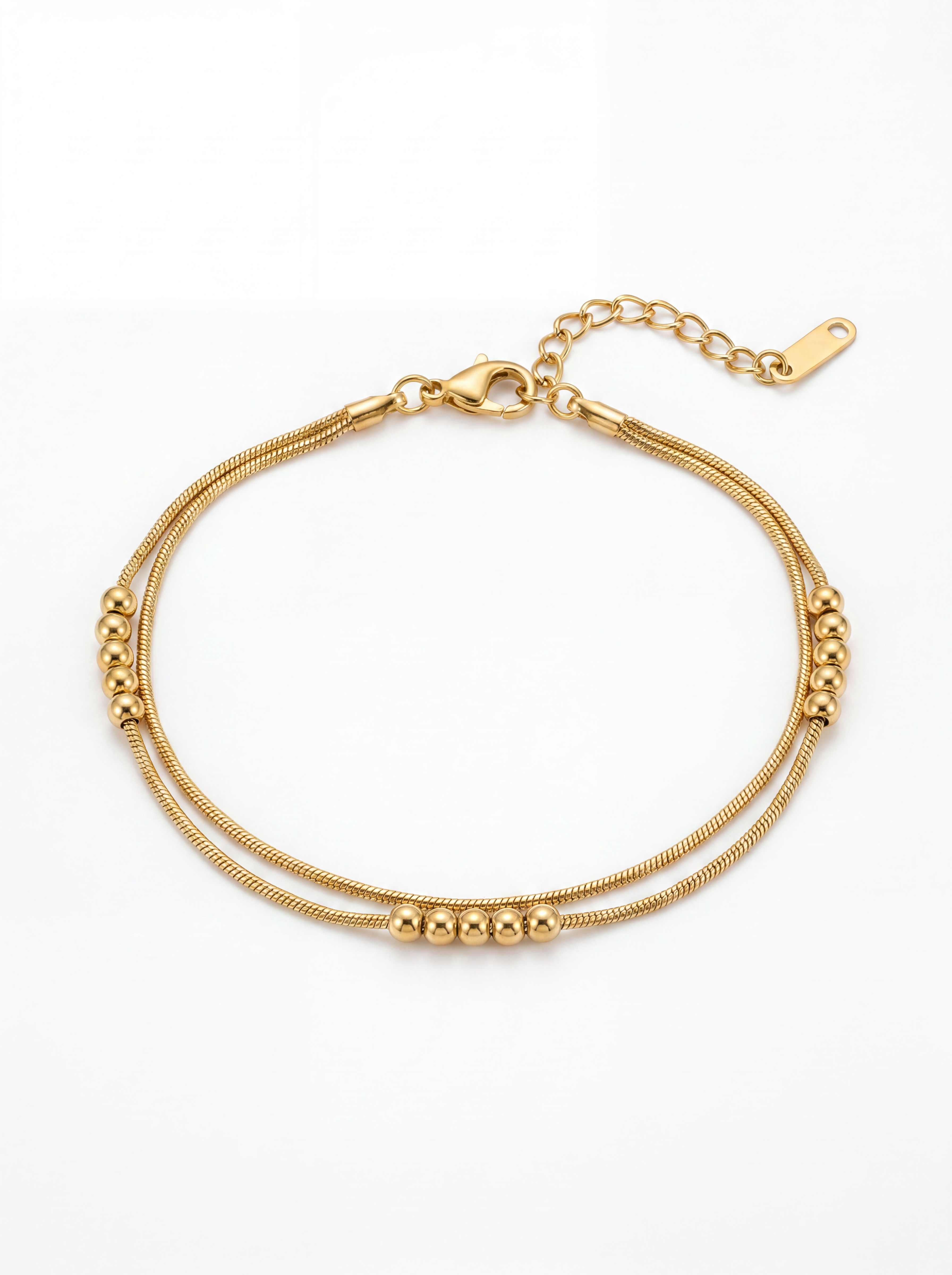 Minimal Beaded Gold Chain Bracelet
