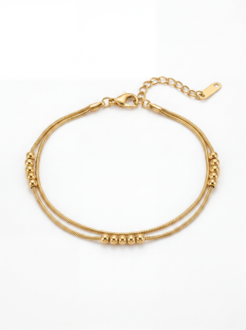 Minimal Beaded Gold Chain Bracelet