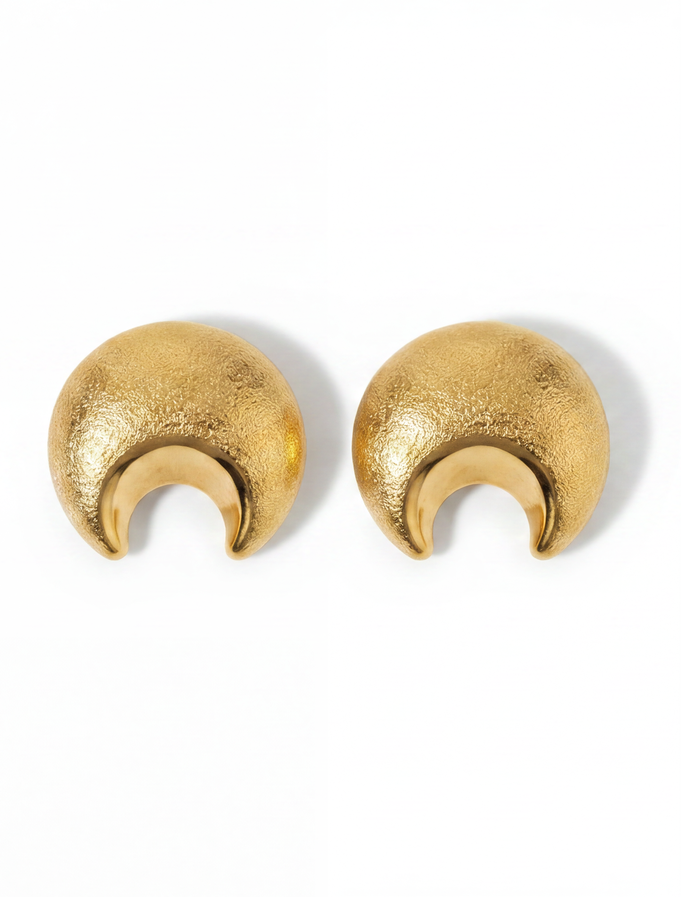 Brushed Crescent Statement Stud Earrings