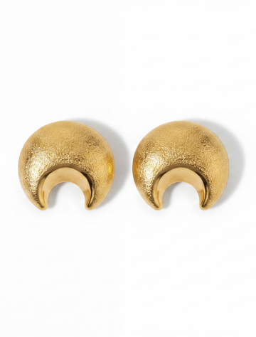 Brushed Crescent Statement Stud Earrings