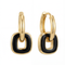 Linked Black Enamel Hoop Earrings
