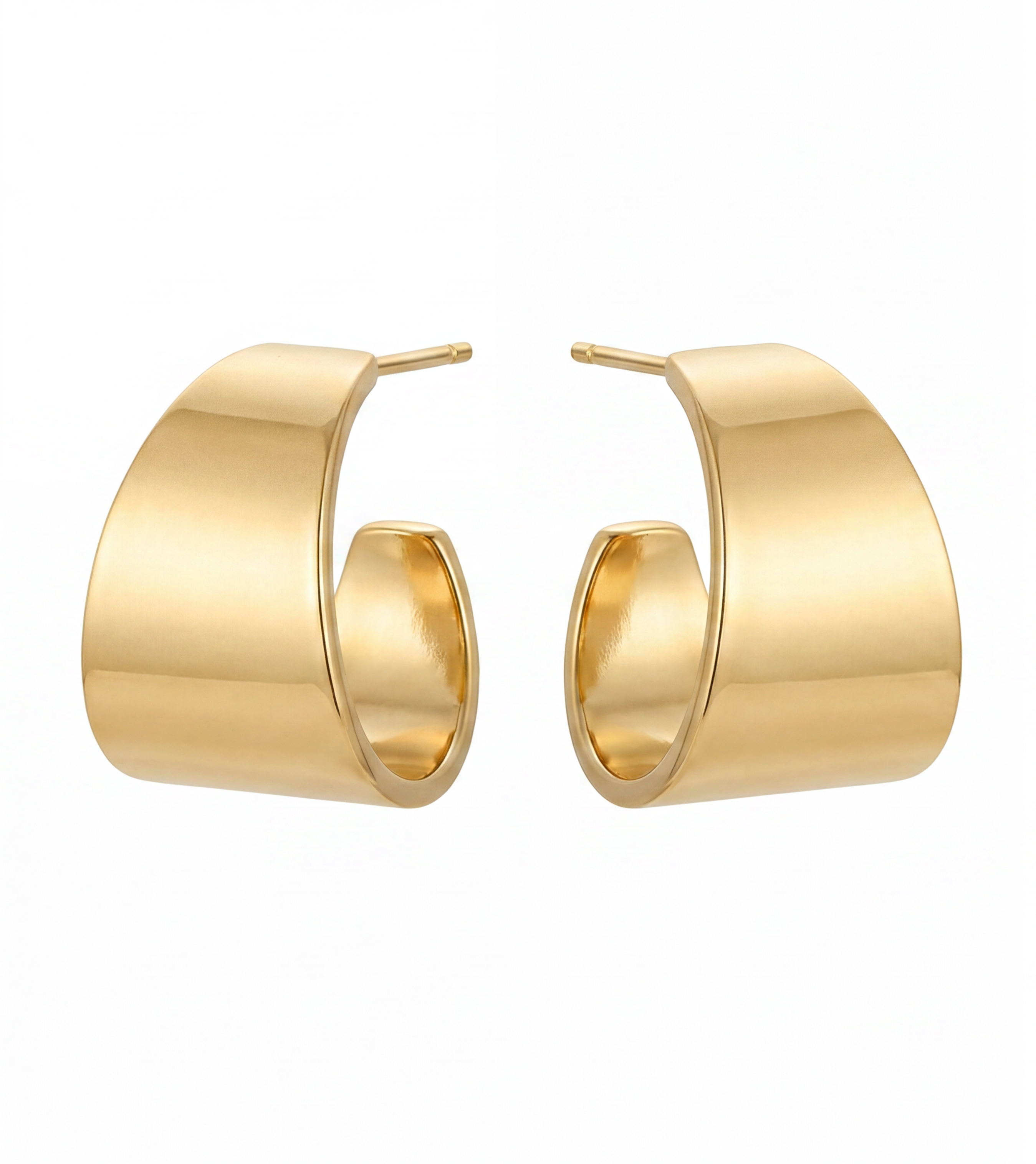Wide Satin Finish Hoop Earrings