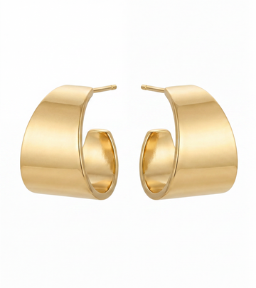 Wide Satin Finish Hoop Earrings